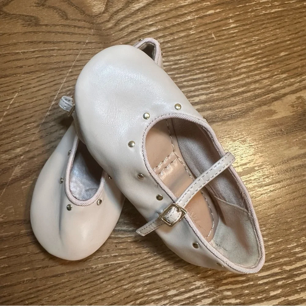 Zara Terez Blush Pink Mary Jane Flats with Gold Studs